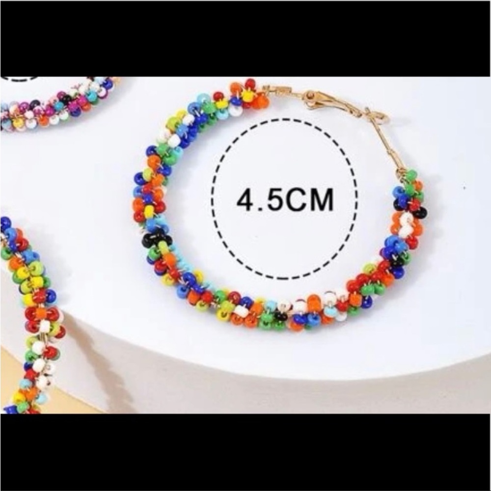 NWT Trendy beaded hoops - Picture 3 of 4